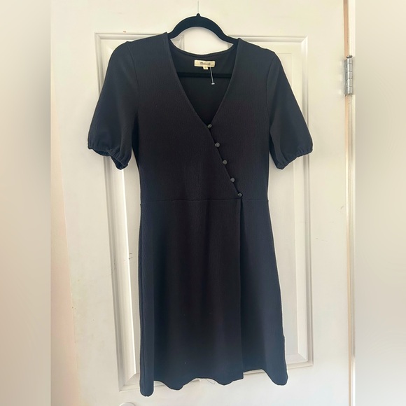 Madewell Cross-Front Button Dress in Black - Picture 6 of 6
